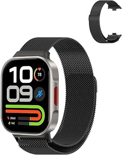 Redmi Watch 6 Lite 対応 バンド 交換用バンド 交換ベルト ステンレス製 メッシュベルト 豪華なデザイン[YAJOJO] 通気性と防水性 耐久性 磁気バックル 簡単な装着と調整可能な長さ 男女兼用 （ブラック)