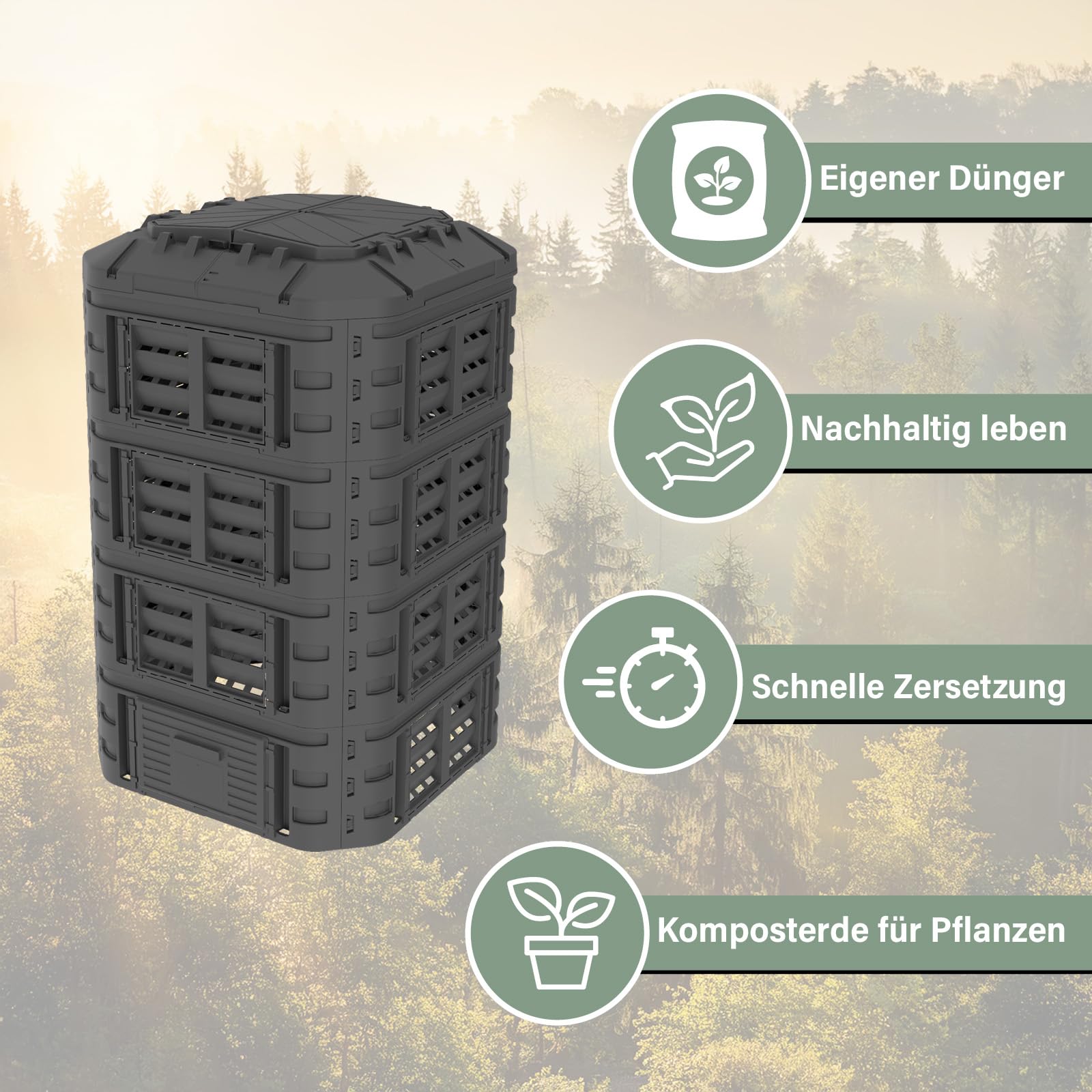 Modul Komposter 1120L schwarz Turm