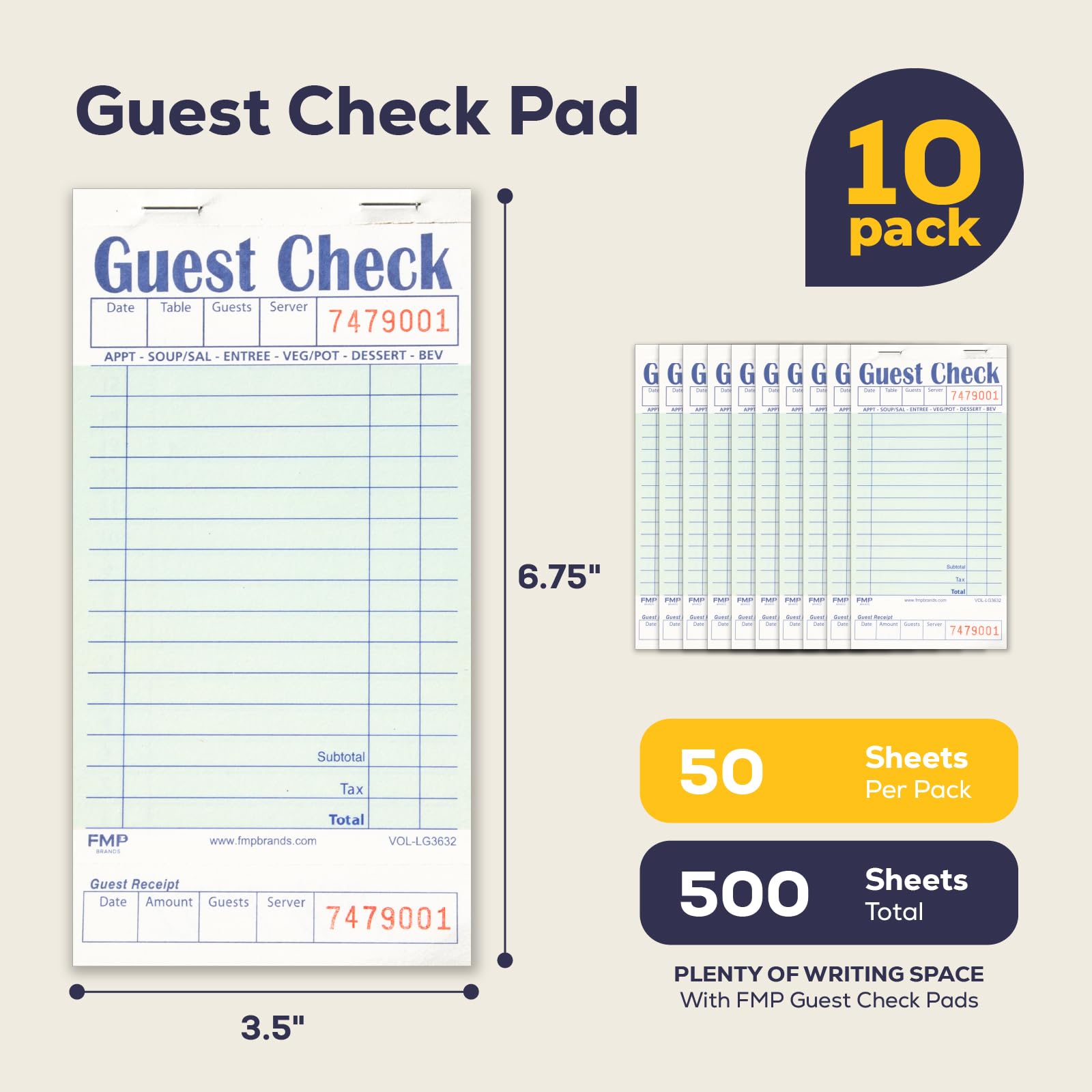 Snapklik.com : FMP Brands Guest Check Books For Servers, Server Note ...