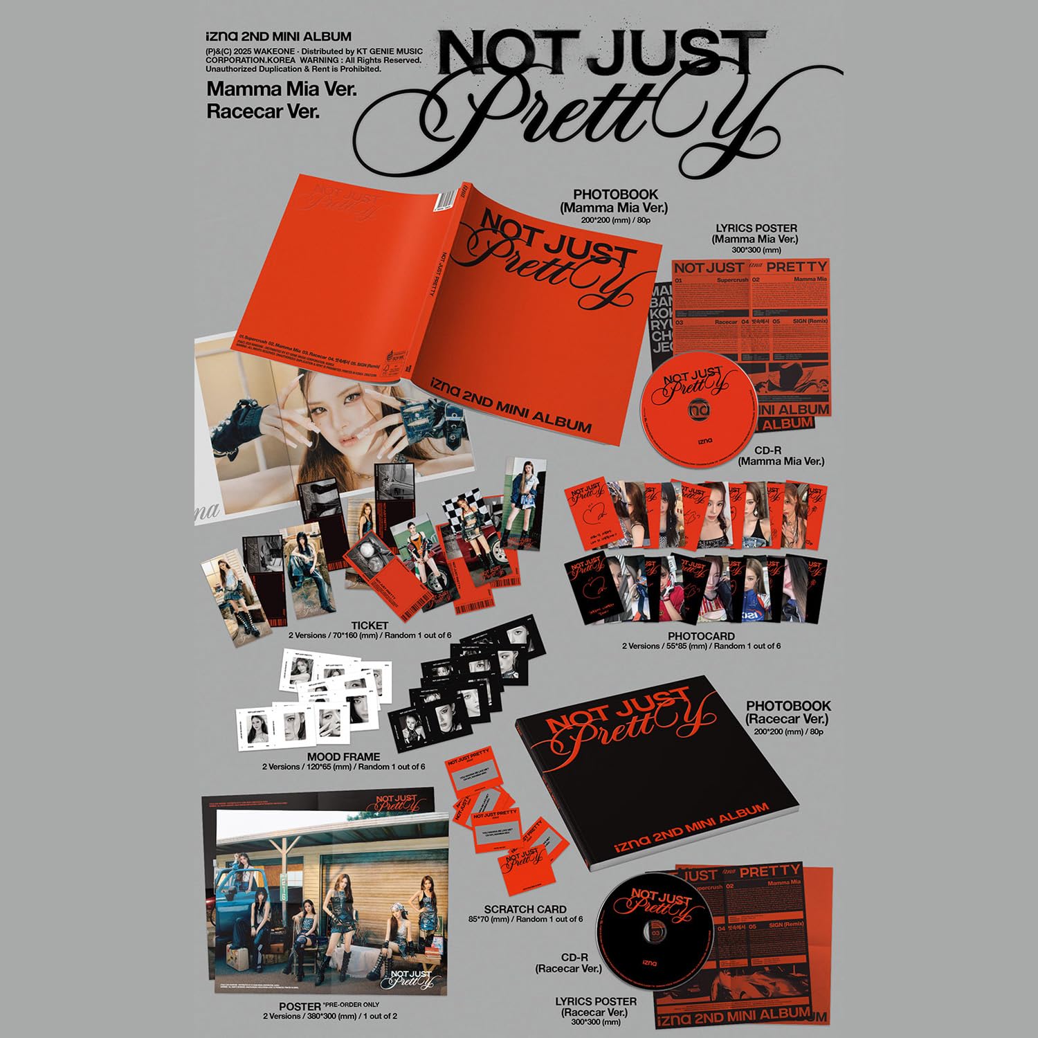 izna - 2ND MINI ALBUM [Not Just Pretty] (Photobook - Mamma Mia Ver.) Photobook + Lyrics Poster R + Ticket + Scratch Card + Mood Frame