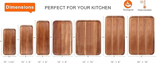 Miniatura 4 de Platos de madera pequeños rectangulares largos tableros de charcutería bandejas de madera de acacia para servir decoración del hogar, tabla de