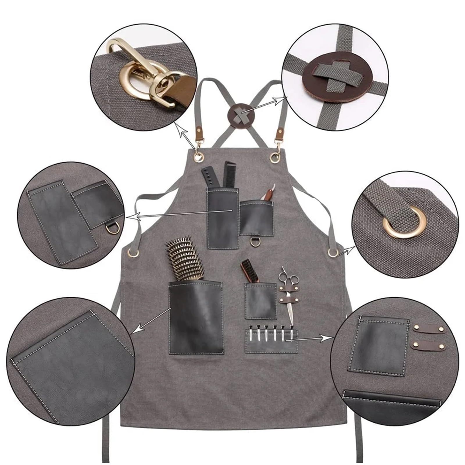 Grembiule da lavoro Tasca in pelle Tela Strumenti professionali for la colorazione dei capelli del salone Multifunzionale impermeabile per Fabbro, Carpentiere