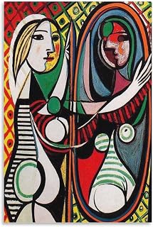 HUEH Pablo Picasso - Girl in Front of Mirror by Pablo Picasso Wall Art Decoration Canvas Poster Wall Art Decor Print Picture Paintings for Living Room Bedroom Decoration Unframe:08x12inch(20x30