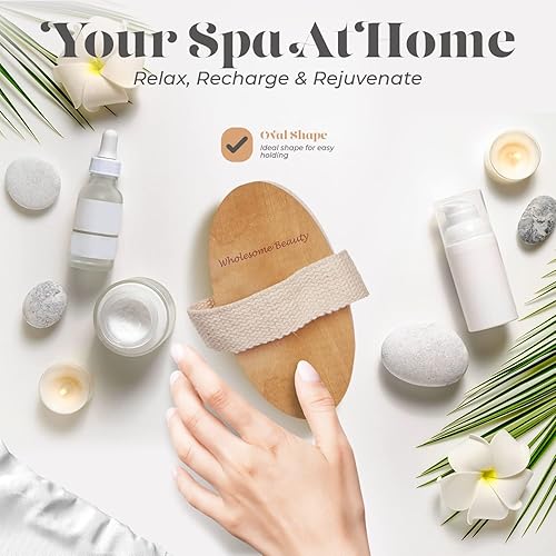 Miniatura 5 de Cepillo en seco para piel para cuerpo mejora la salud y belleza de la piel cerdas naturales quita piel seca y toxinas celulitis tratamiento mejora