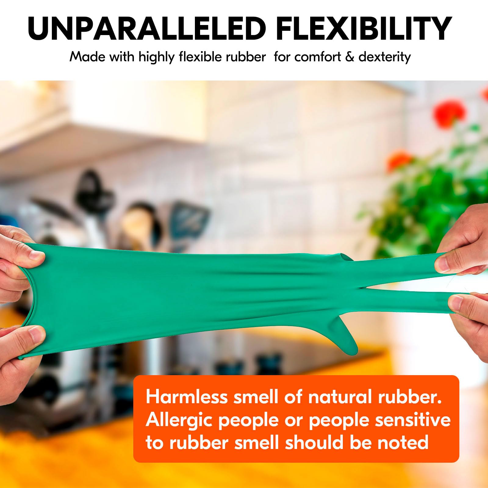 Vgo... Reusable Household Gloves, Dishwashing gloves, Extra Thick, Long Sleeves, Kitchen Cleaning/Painting/Gardening/Pet Care — view 5