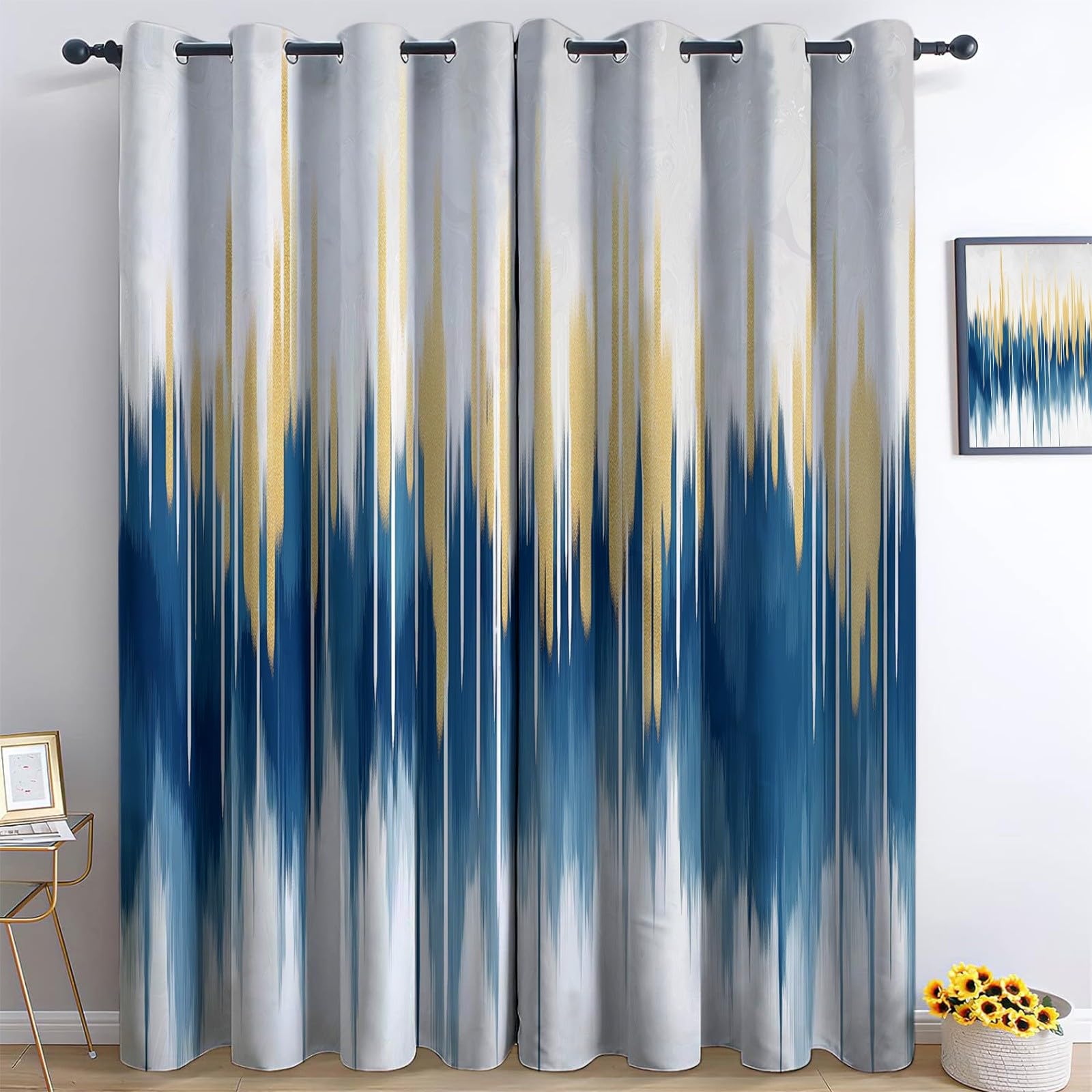 Rideaux occultants pour chambre enfant et salon au design bleu