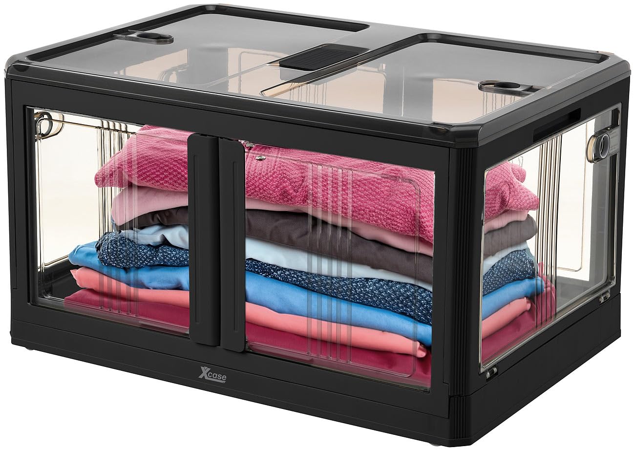 Xcase Box: Faltbare Rollbox mit Deckel und Türen, 85 Liter, schwarz (Faltbare Boxen, Stauboxen, Regal)