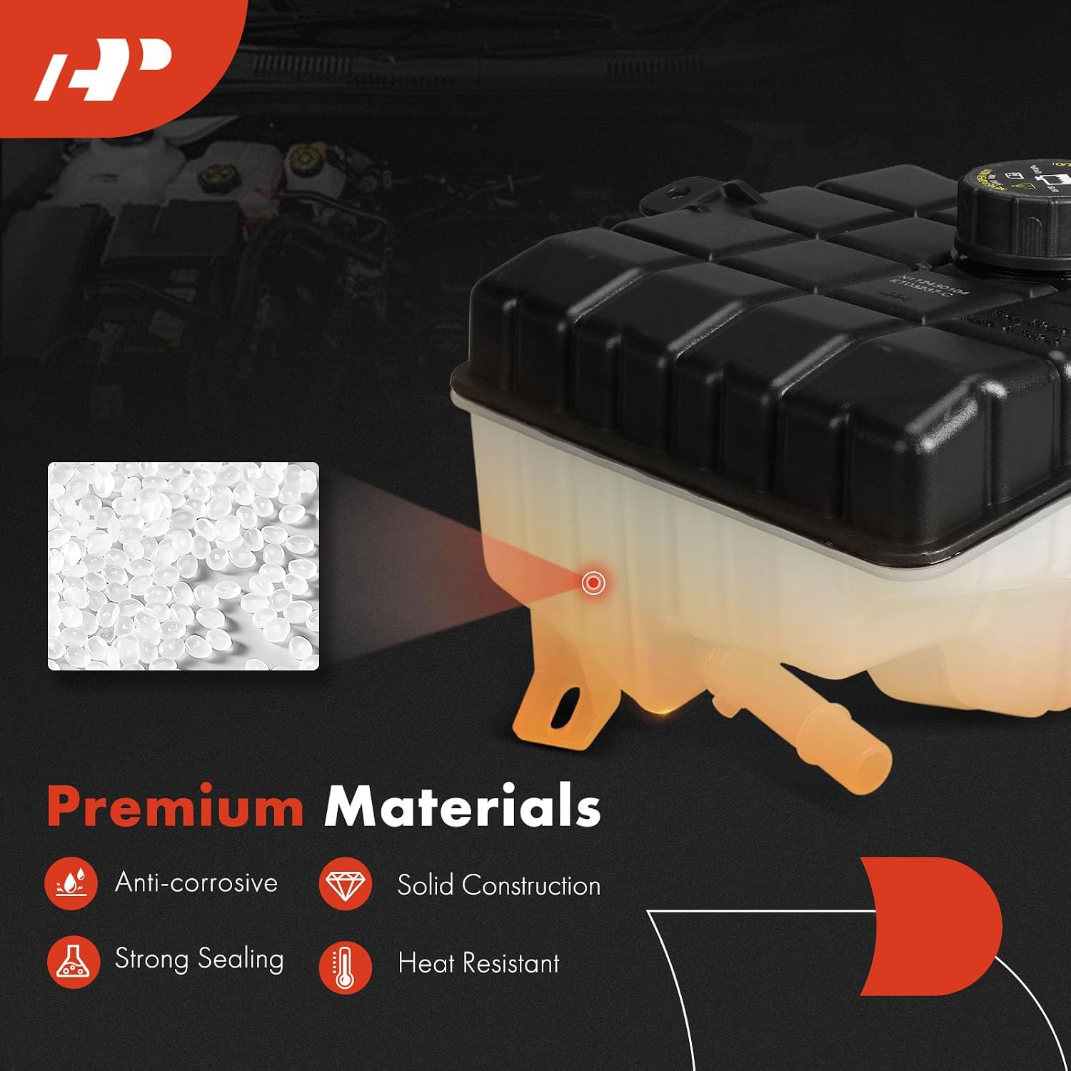 A-Premium Engine Coolant Overflow Recovery Reservoir Tank [with Cap] Compatible with Buick Lucerne & Cadillac DTS, 2006-2011, 4.6L - Front Side