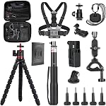 NEEWER 50 In 1 Action 5 Camera Accessory Kit Compatible with GoPro Hero 13 12 11 DJI OSMO 4 3 2 Insta360 X4 X3 SJCAM AKASO VicTsing APEMAN Campark Sony Sports DV with GP-10 Action Camera Pole Mount
