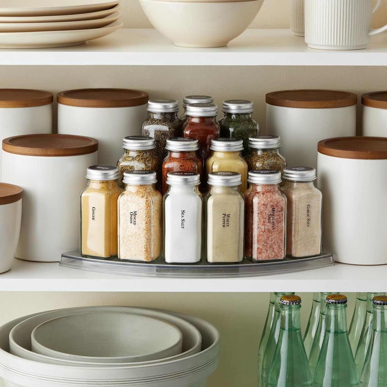 Talented Kitchen 14 Pcs Large 6 oz Glass Spice Jars with Labels, Empty Seasoning Containers with Shaker Lids, Funnel, Magnetic Conversion Chart, 269 Preprinted Stickers in 2 Styles