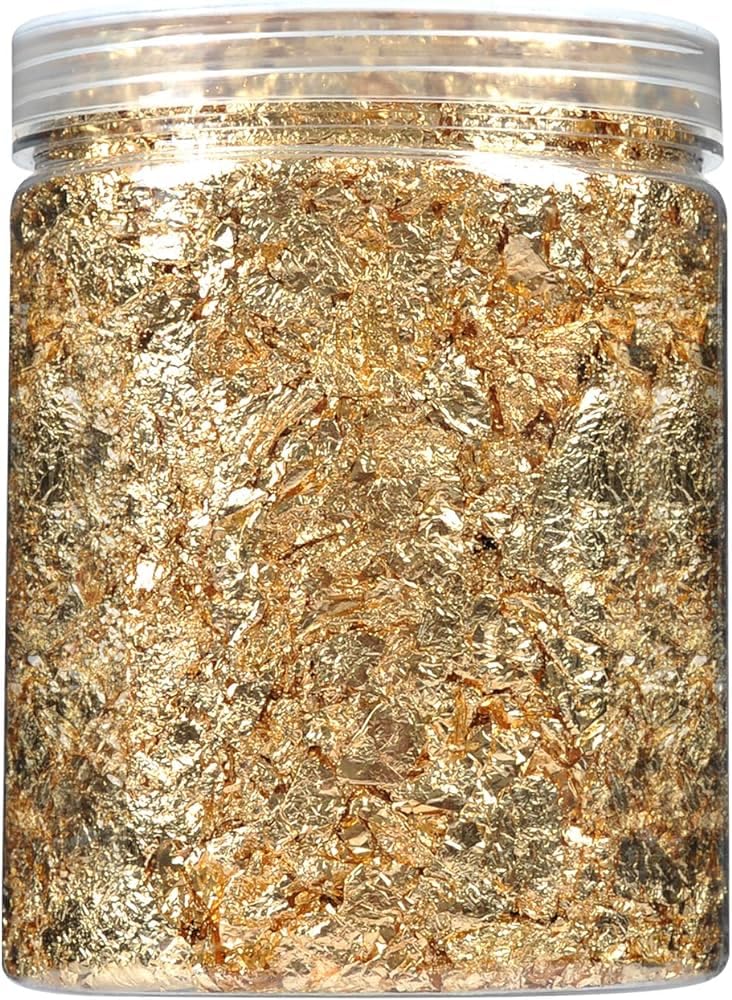 15g Glitter foil Leaf Flakes Sheets for Resin Art Gilding Nail Painting Slime Craft Jewelry Making Supplies ((Gold))-image-12