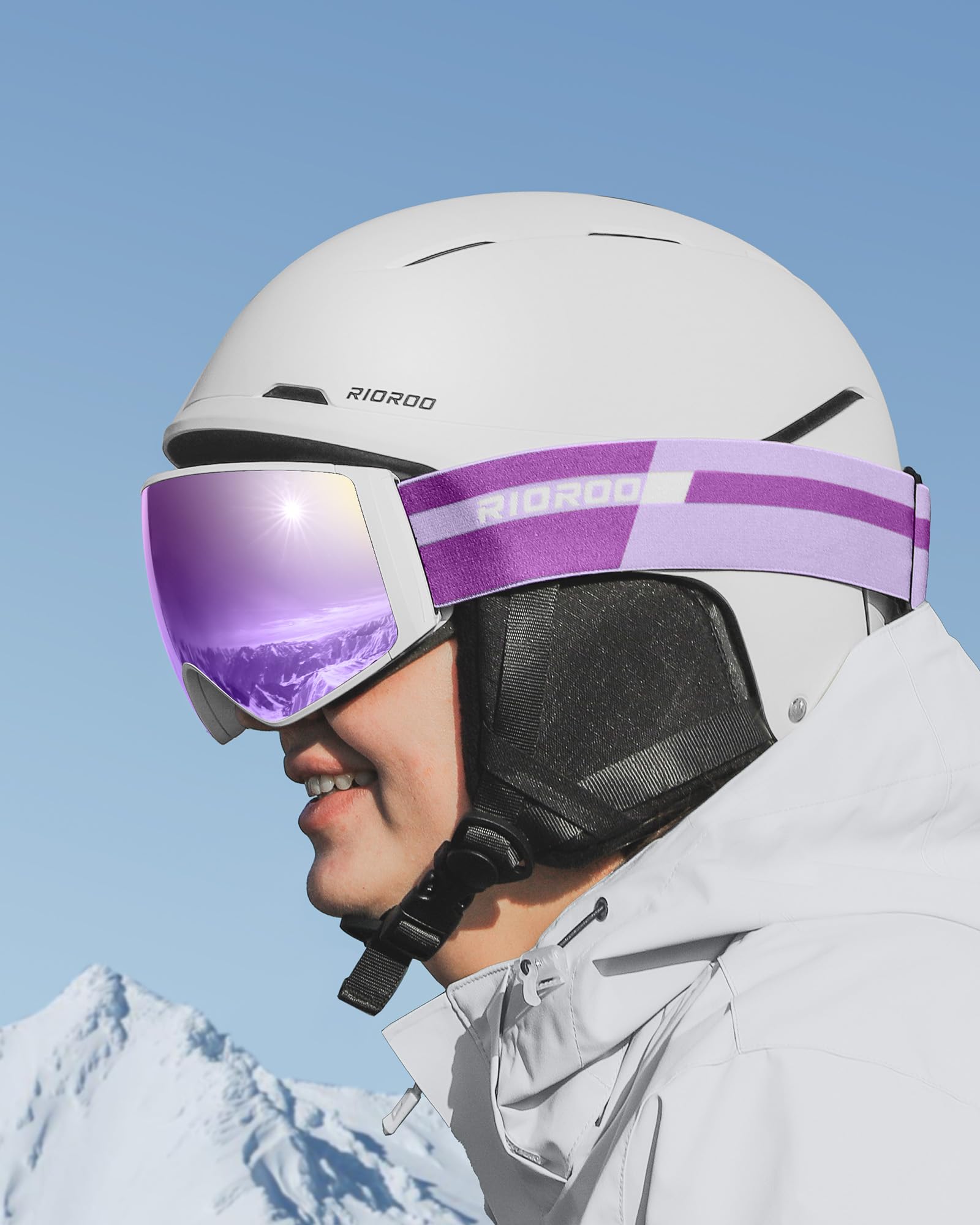 Gogle narciarskie, gogle śnieżne dla mężczyzn, kobiet, młodzieży, gogle snowboardowe, gogle narciarskie z wymiennymi soczewkami, ochrona przed promieniowaniem UV OTG, kask przeciwmgielny,