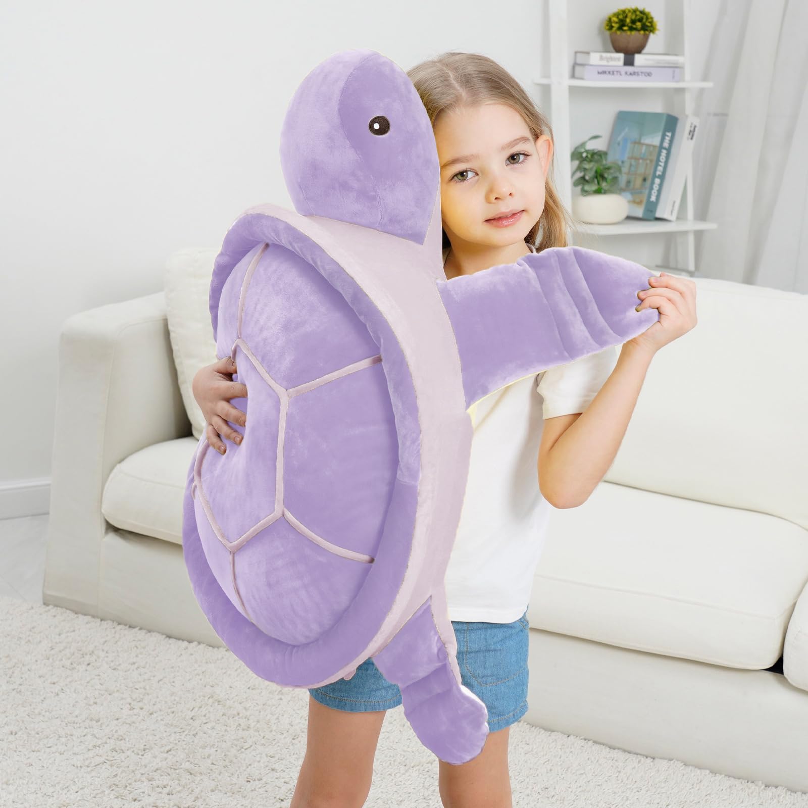 Dalmao - Giocattoli di peluche di animali in pastella di tartaruga marina grande da 28 pollici, grande cuscino corpo in peluche gigante tartaruga oceanica, regalo per bambini, ragazza, fidanzata