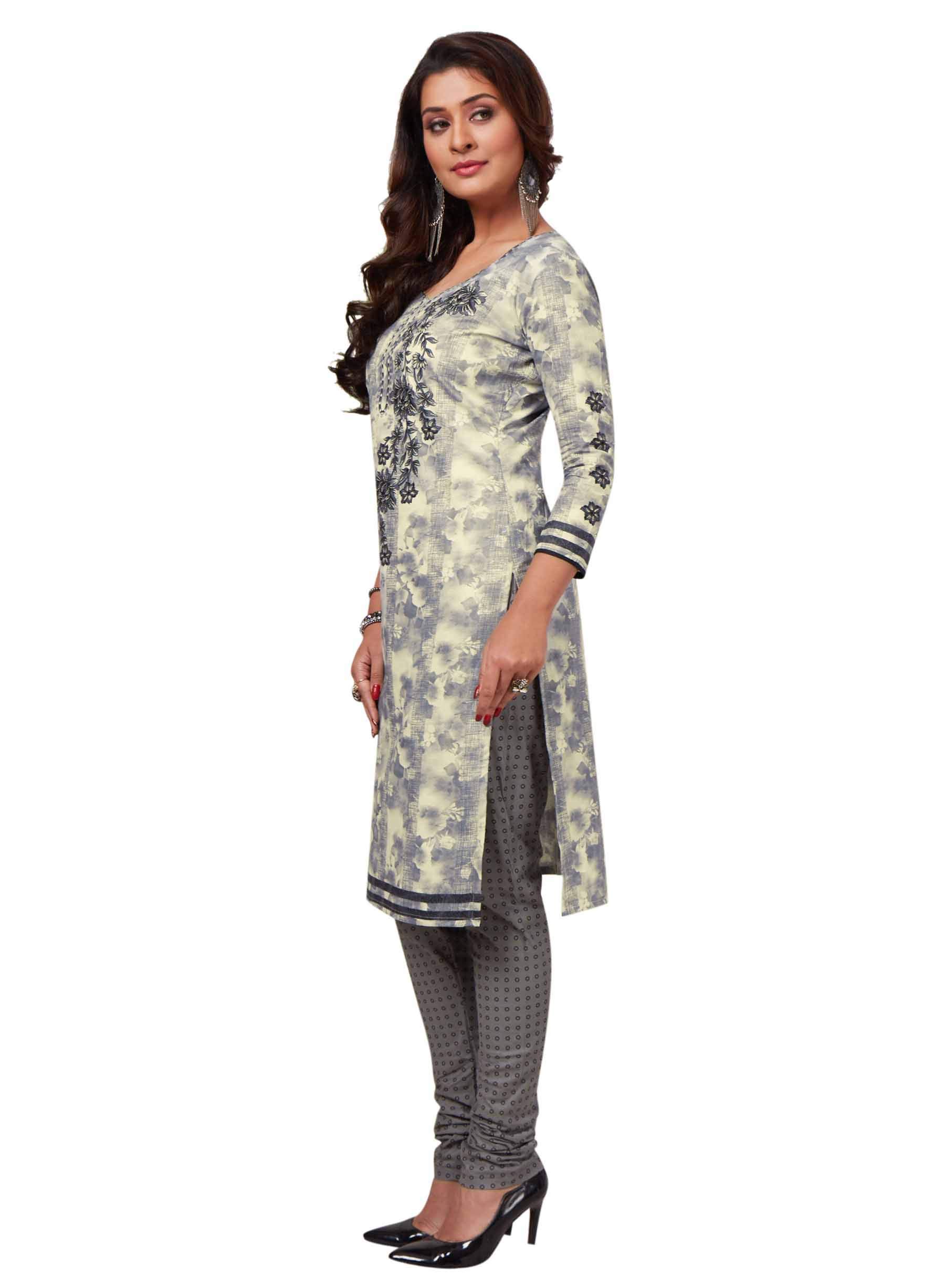 Miraan Women Cotton Unstitched Dress Material (Band1819,Grey,Free Size) 1