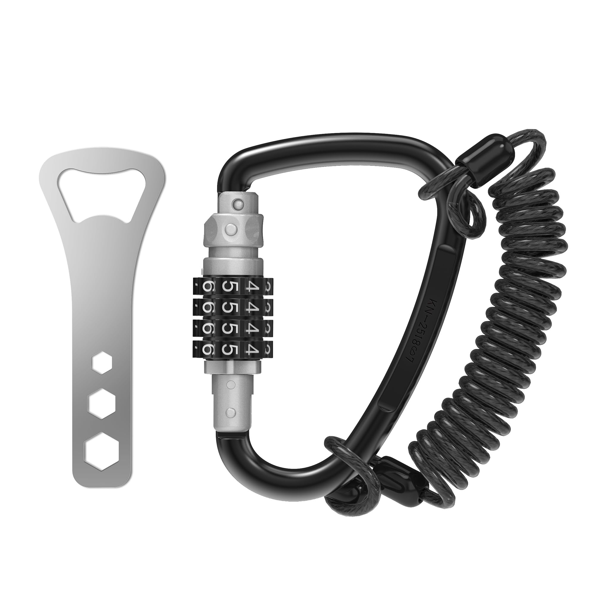 UP Security Combination Lock D Ring with Retractable Cable, 3 Digit Combo Lock for Helmet Safe, Backpack, Luggage Anti-Theft, Stroller, Scooter, Gym Locker, Fence, Travel, Outdoor Use (D Ring, Gray)