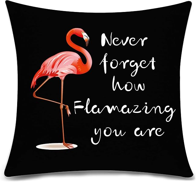Never Forget How Flamazing You Are Flamingo Cushion Cover Pillow Cover Encouragement Gifts Inspirational Gifts for Mum Daughter Sister Friend Family Friendship Birthday Gifts Christmas Gifts (black)