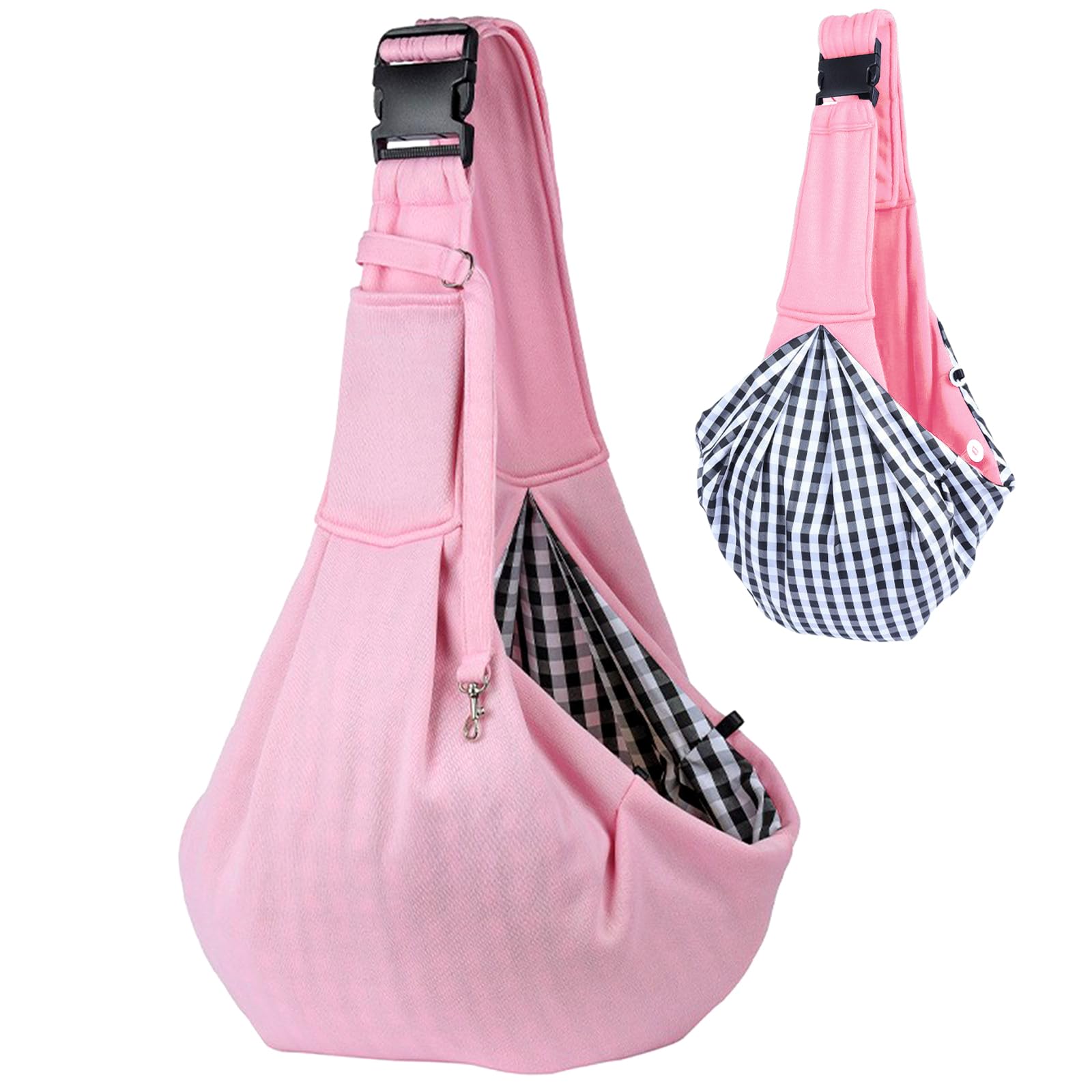 Bolsa Transporte Perros, Bolsa Transporte Perros Pequeños Mascotas Bolsillo, Portador Cabestrillo Mascotas, Adecuada para Caminar a Diario, Ir de Compras, Andar en Bicicleta (Rosa)