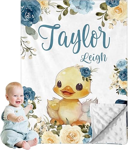Miniatura 9 de Manta de bebé personalizada para niños, nombre personalizado con diseños de jirafa, franela suave con respaldo de puntos de doble capa, manta