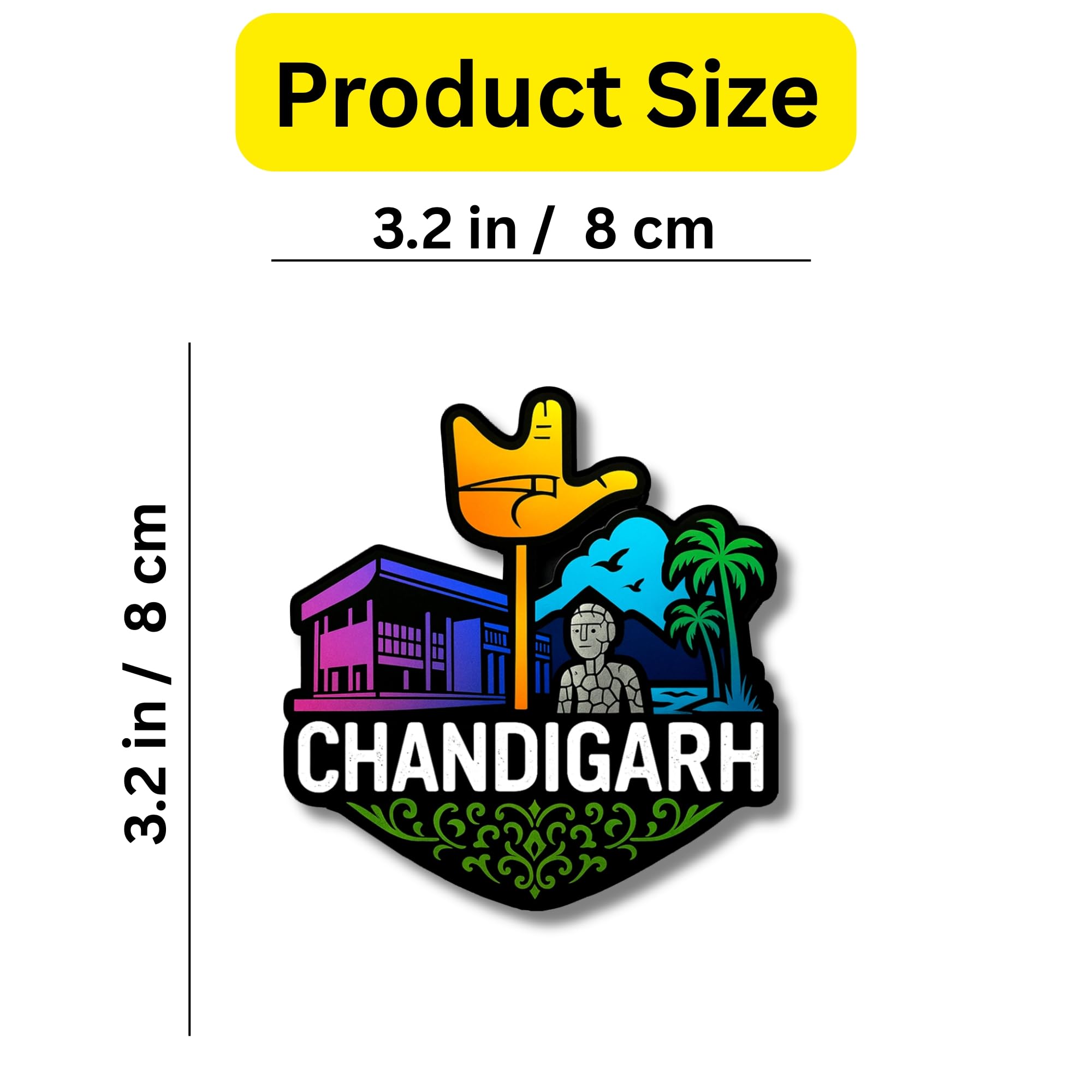 REGALOCASILA Chandigarh Souvenir Fridge Magnet 8 cm Laser Cut