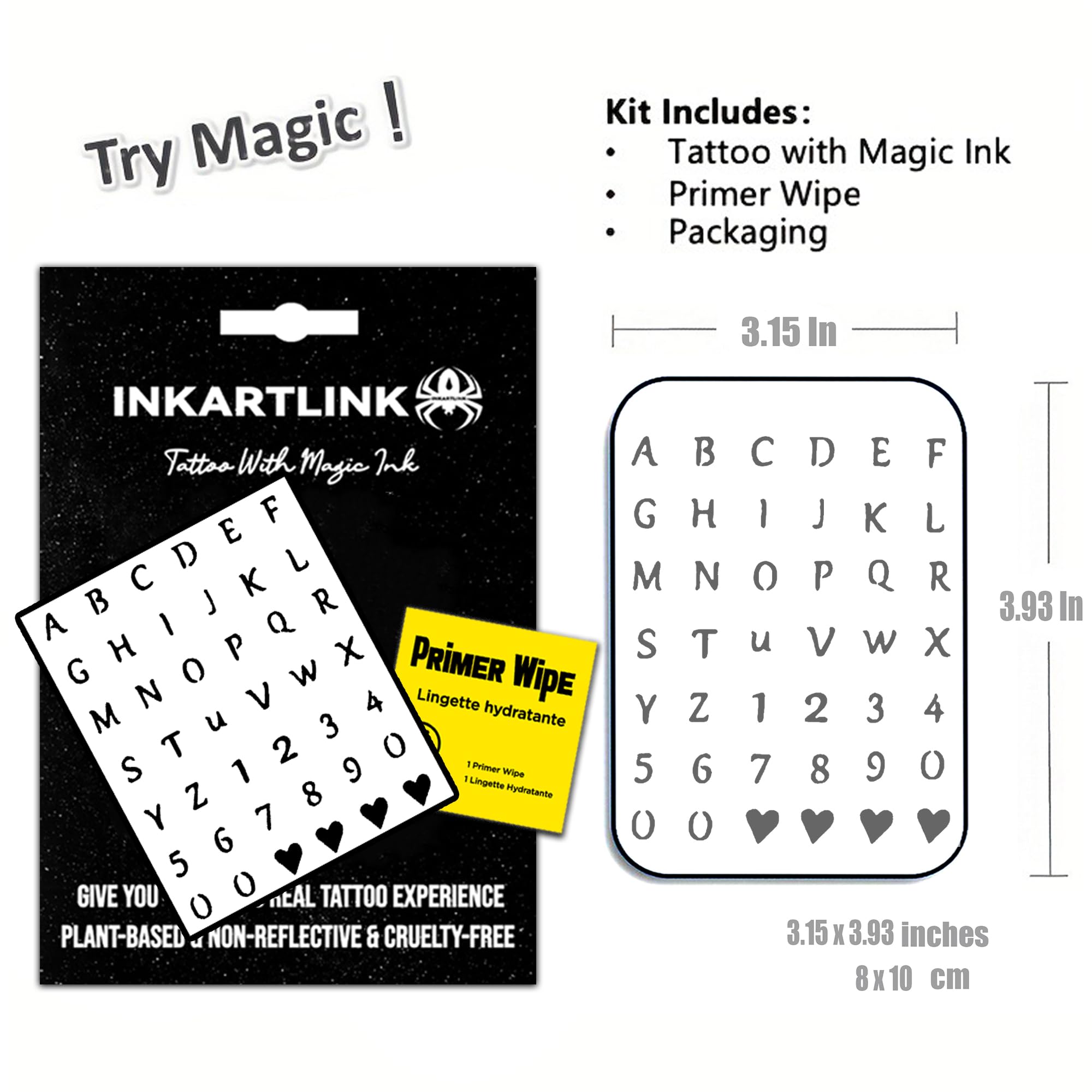 INKARTLINK Semi Permanent Tattoo,lucky number,tattoo with any combination of letters and numbers, DIY tattoo, unique design, waterproof, cruelty-free, non-reflective (Letters And Numbers)