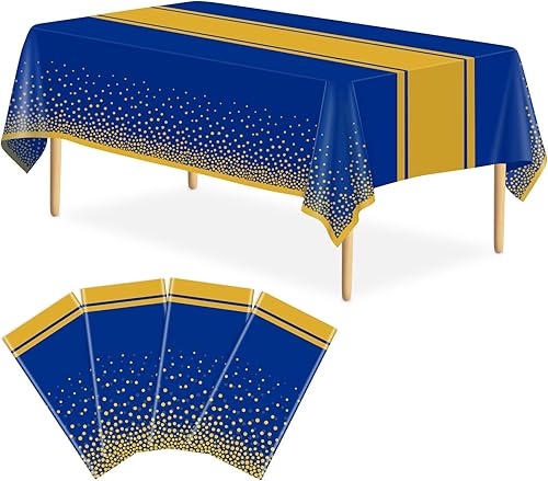 Miniatura 45 de Paquete de 2 Manteles Blancos y Dorados Decoraciones para Fiestas Mantel de Plástico Blanco Impreso Camino de Mesa Dorado 54 x 108 Pulgadas Cubierta