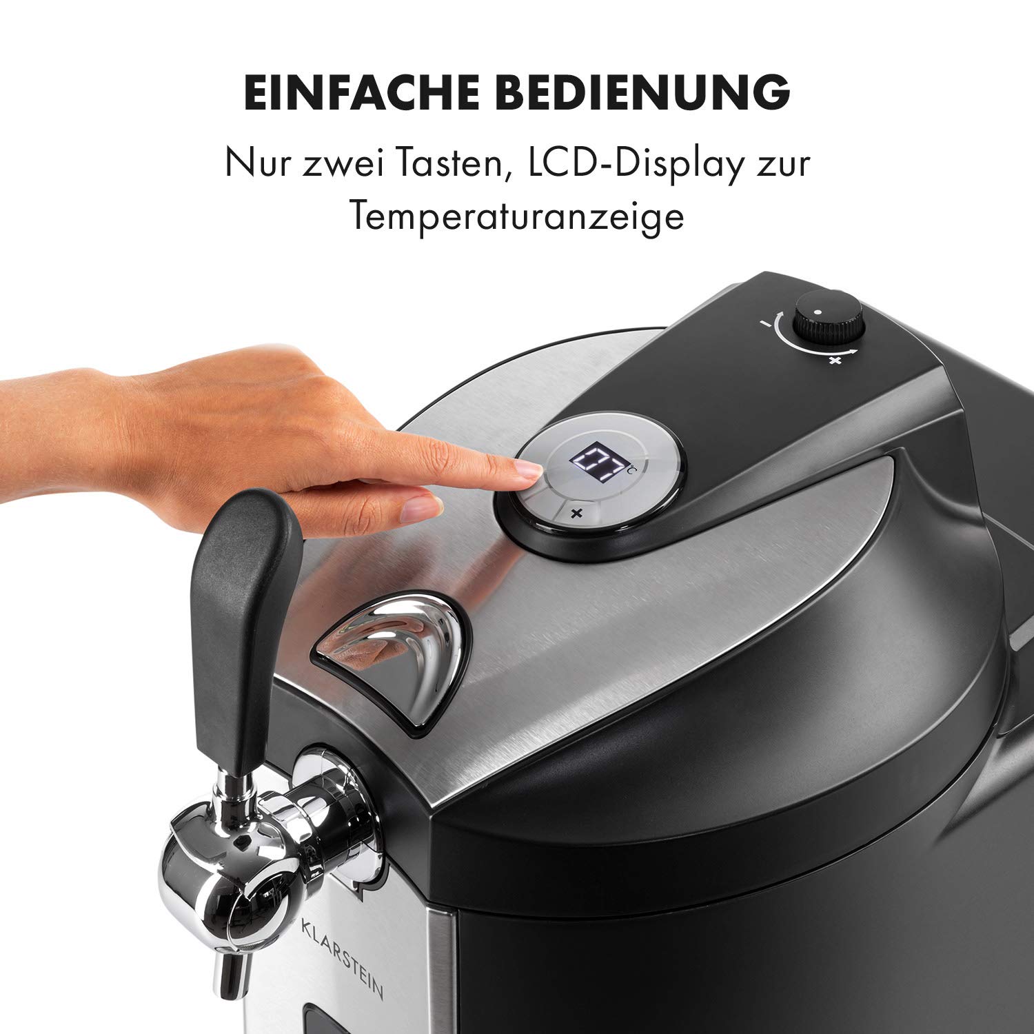 Klarstein Beerkules Bierzapfanlage Bierkühler CO2 3 Patronen Kompressionskühlung 2-12°C silber-schwarz