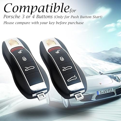 Miniatura 5 de Vitodeco Funda de piel auténtica para llavero inteligente con correa de cuero compatible con Porsche 718, Porsche 911, Porsche Panamera, Porsche