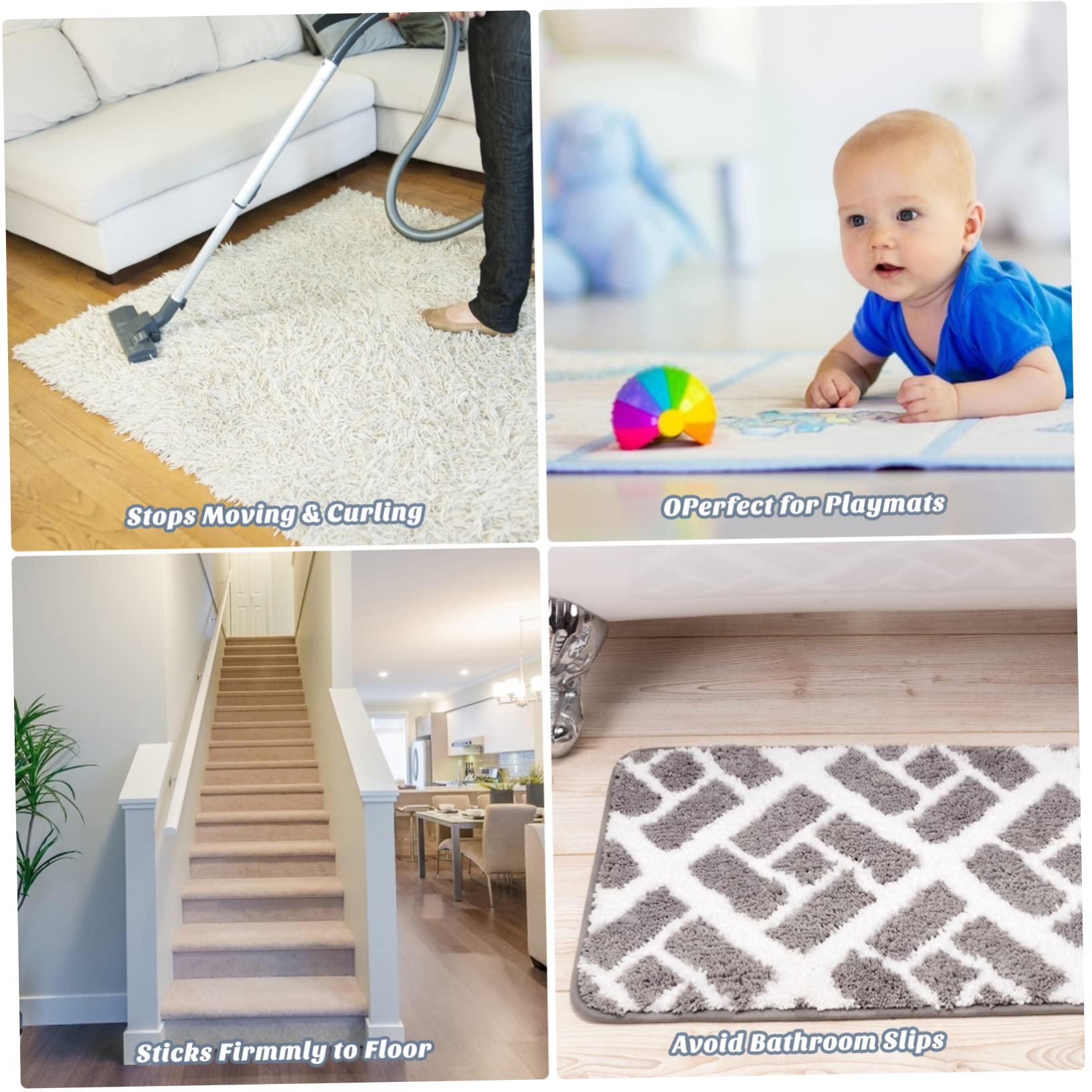 PRETYZOOM 16pièces Autocollants Antidérapants pour Tapis Grippers Adhésifs Non- pour Tapis De Salle Cuisine Et
