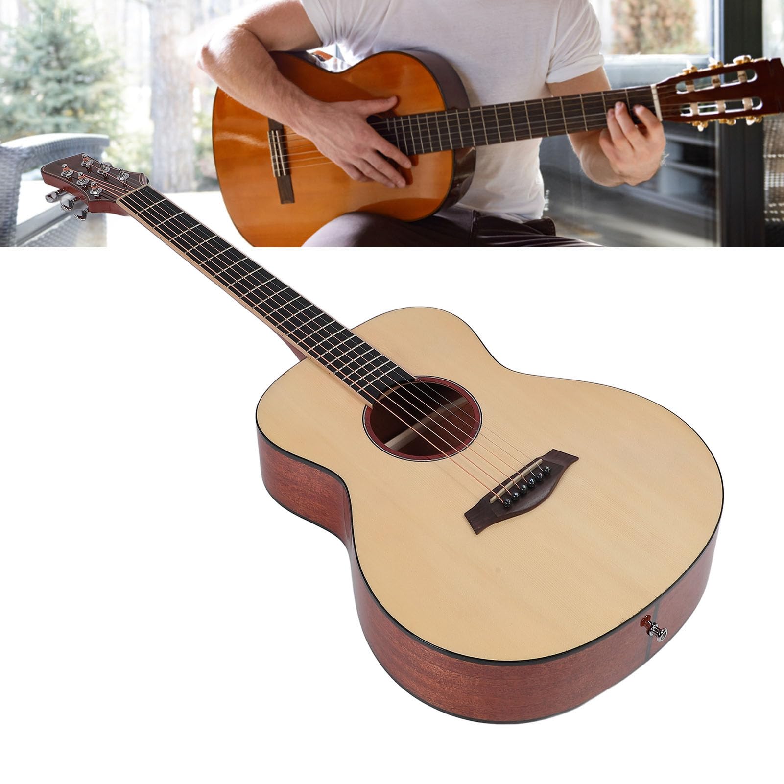 Set Chitarra in Legno, Pacchetto Chitarra per Principianti da 36 Pollici 3670 Strumento per Folk per Bambini e Adulti con Corde per Sintonizzatore Gig