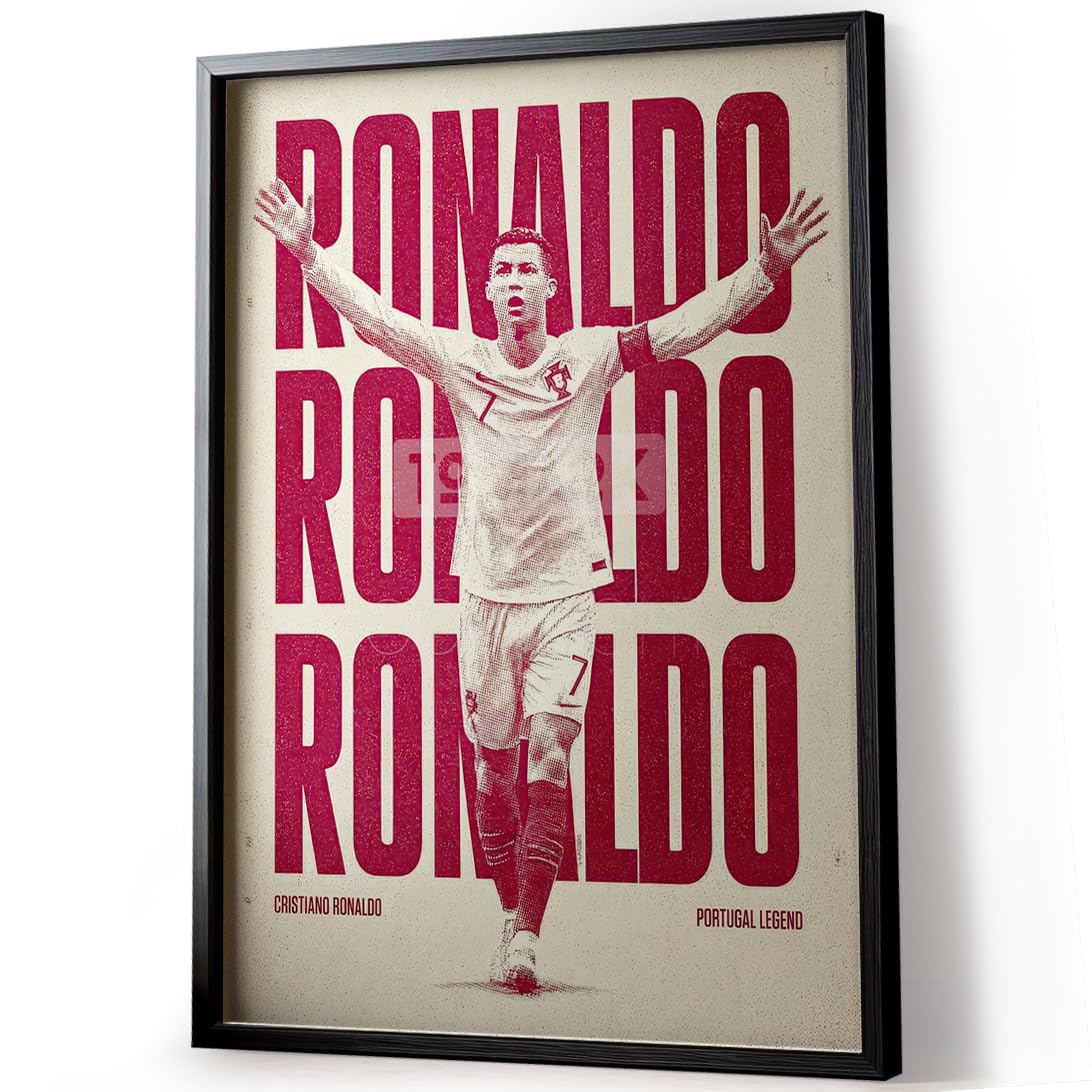 Tomaok - Poster Stampa poster d'arte - Cristiano Ronaldo Leggenda del calcio in Portogallo (Cornice non inclusa) – Poster Art Wall Ball Gold