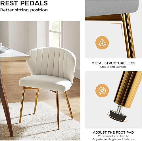 Miniatura 4 de HULALA HOME Sillas de comedor de terciopelo moderna silla pequeña sin brazos con patas de metal dorado bonita silla lateral tapizada para sala de