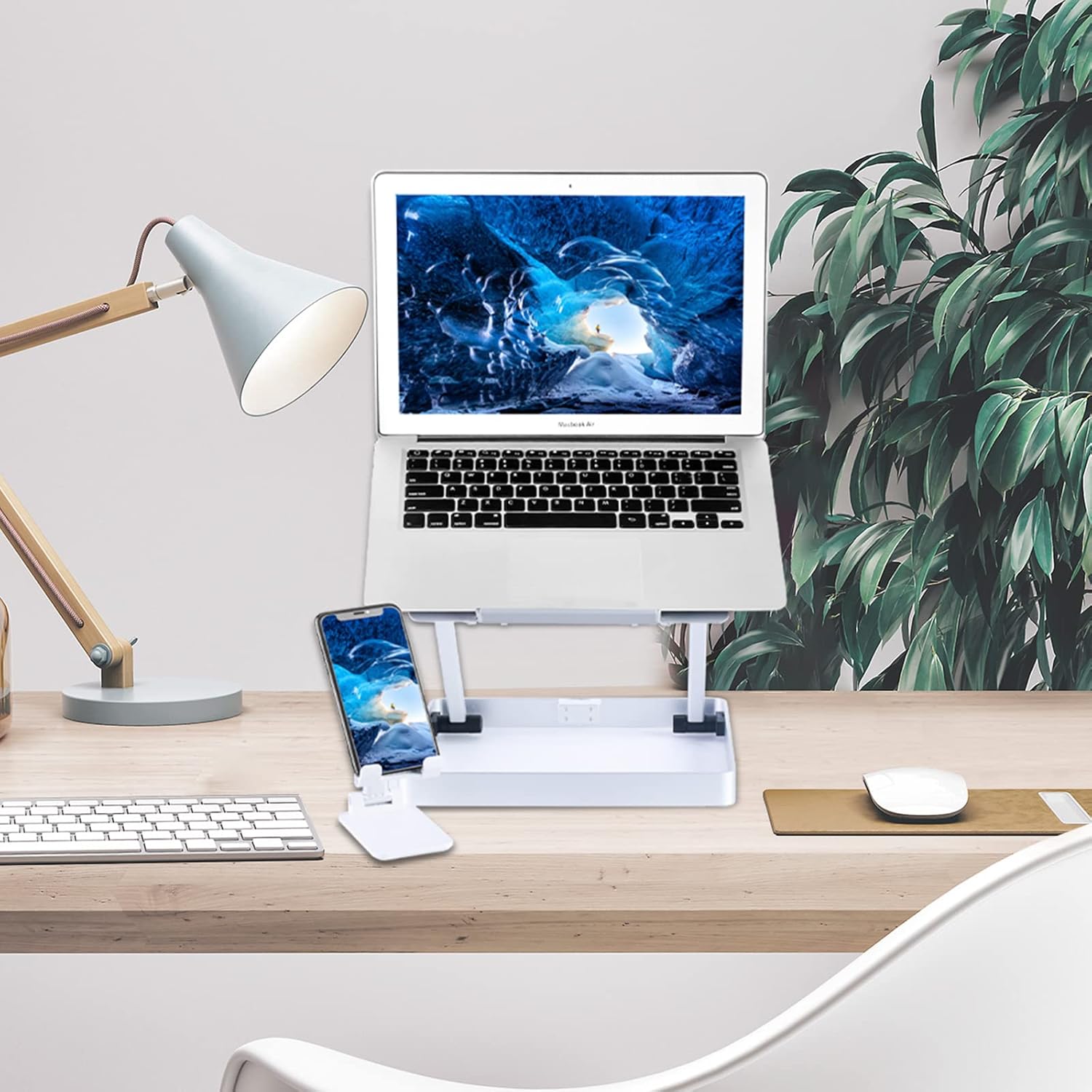 Yimiu Adjustable Laptop Stands,Ergonomic Computer Stand with Heat-Vent,for MacBook Pro/Air Pro All Laptops,Reinforced Aluminum Alloy Desk Accessories with Workspace Organizers (Silver) : Electronics