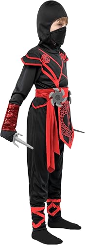 Miniatura 4 de Spooktacular Creations Disfraz de Ninja de Halloween para niños, conjunto de overol de dragón ninja, disfraz de Halloween para fiesta de disfraces