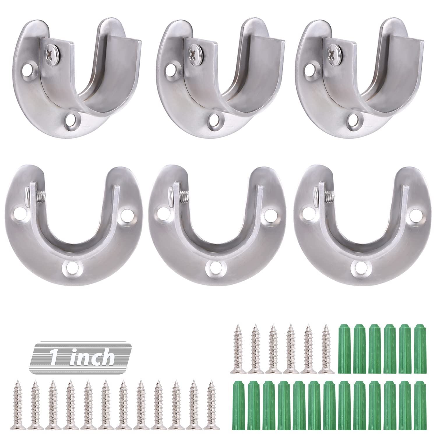 Buy COTTAGE LIFE Closet Rod Brackets Heavy Duty 1 inch 6Pcs Closet Pole