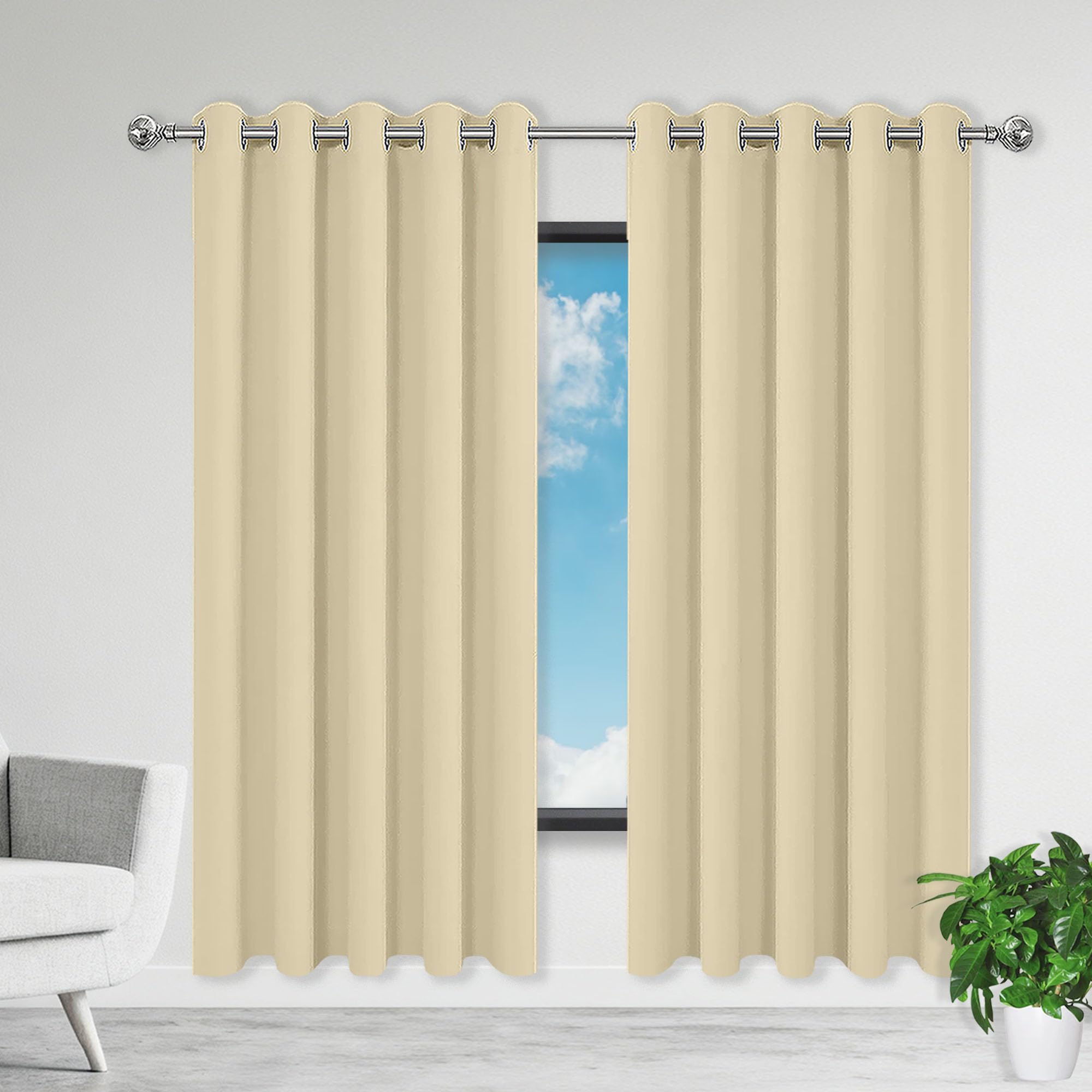 Rideaux effet lin 360 x 300 cm pour une chambre cosy et lumineuse couleur crème