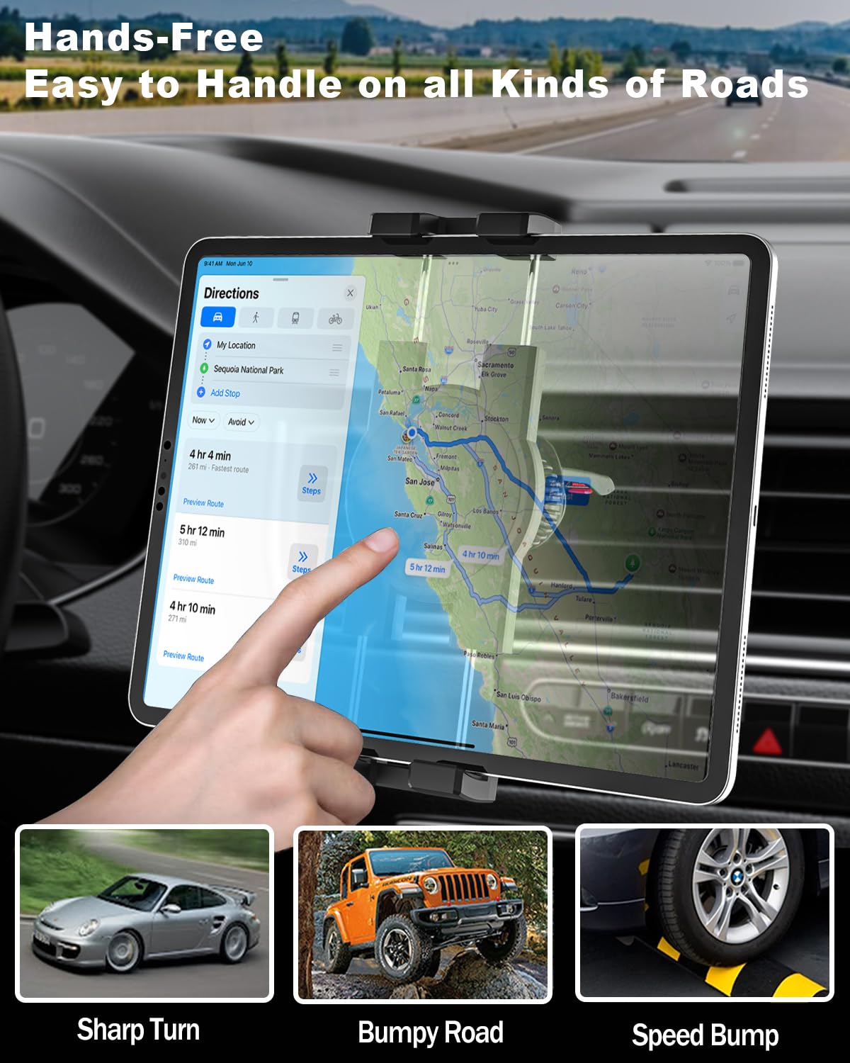 Supporto Tablet Auto Bocchette Aria, Porta Tablet Macchina Presa D'aria | Clip di Aggiornamento Non Agitare Mai - per iPad Mini Air Pro, Galaxy Tab, Kindle Fire, Telefono, 4-13"