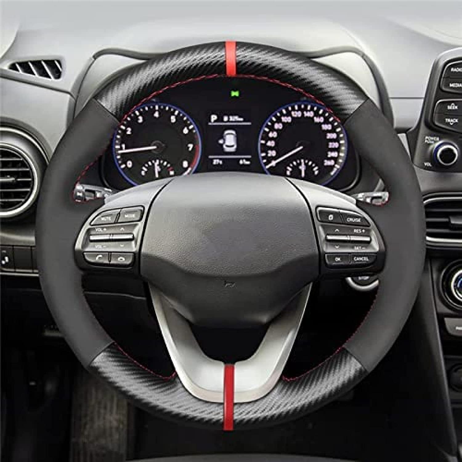 abrupt Pokrowiec na kierownicę samochodu do Hyundai Veloster I30 Elantra 2017 2018 2019, pokrowiec na kierownicę samochodu, oddychający, odporny na zużycie, pokrowce na kierownicę akcesoria do wnętrza samochodu