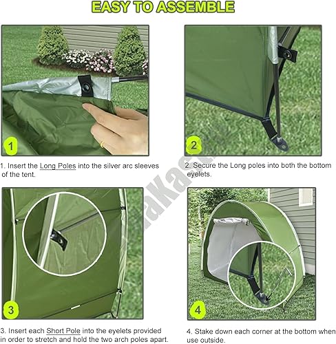 Miniatura 8 de HuaKastro Tienda de campaña de almacenamiento para bicicleta al aire libre para 2 bicicletas con revestimiento plateado, impermeable, cobertizo de