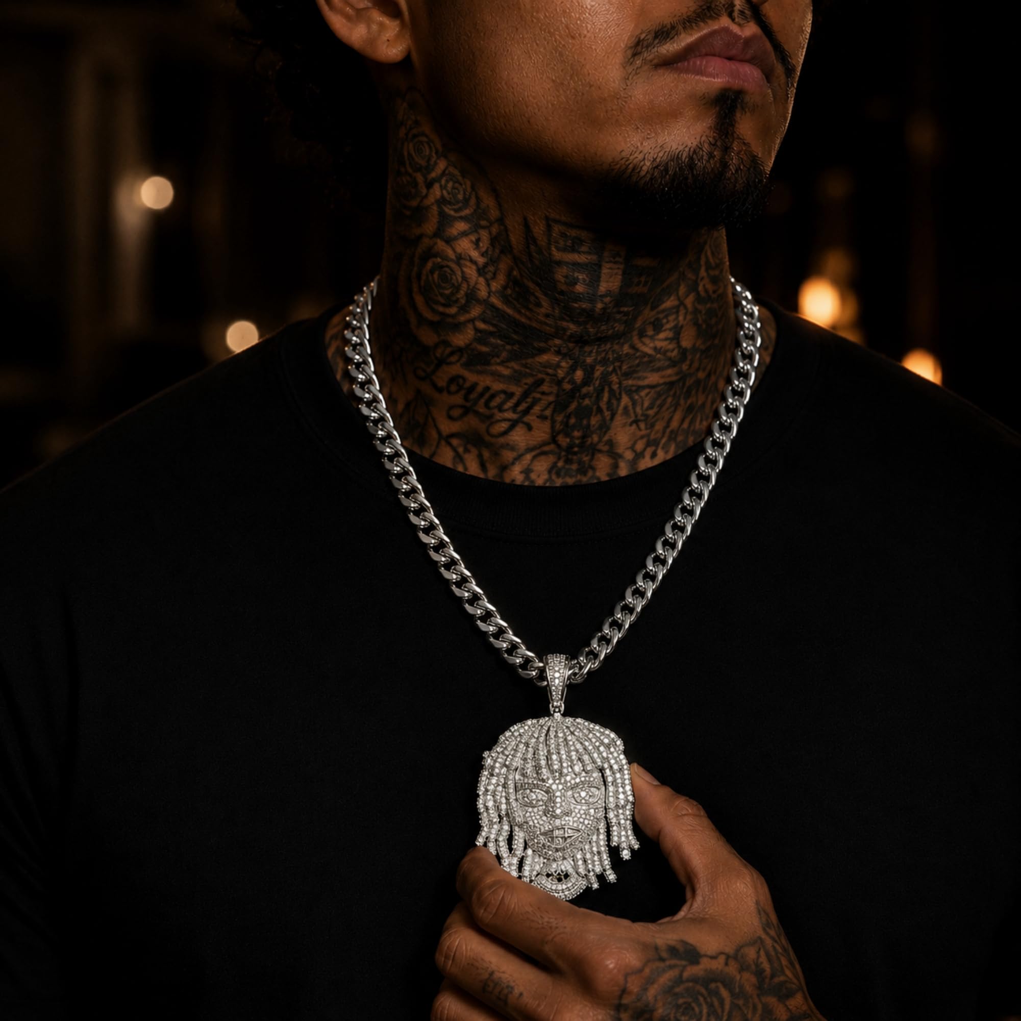 ICEDIAMOND Iced Out Dreadlocks Reggae Rapper Big CZ Diamond Pendant con catena cubana, completamente intarsiato Shine 5A Zirconia Hip Hop Charm Gioielli per gli uomini
