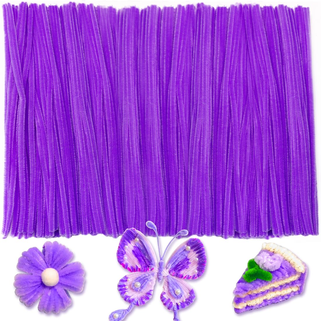 IOOLEEM 200pcs Purple Pipe Cleaners for Crafts