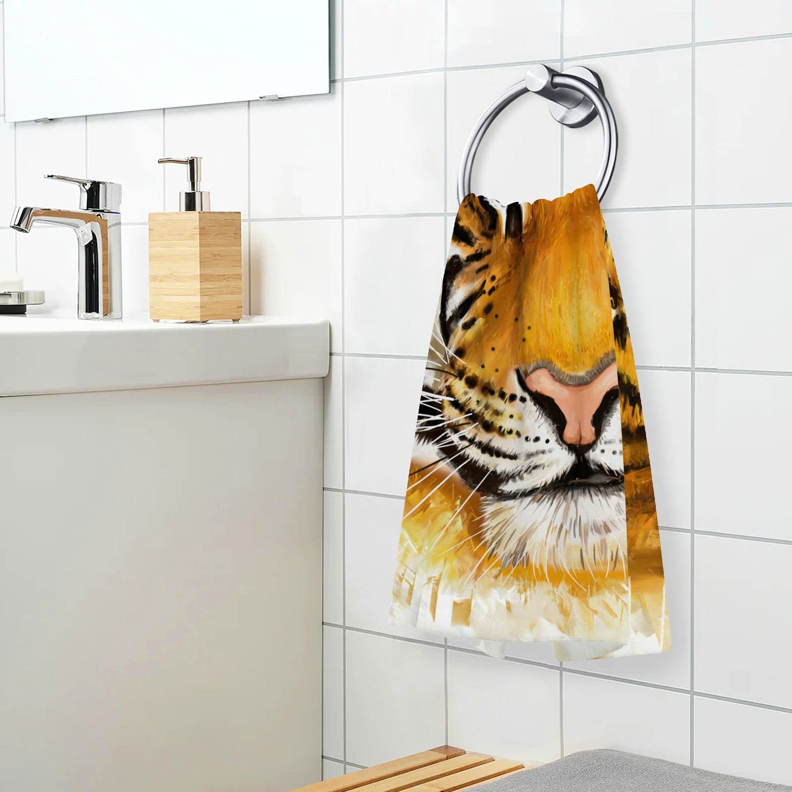 Amazon.com: Wild Animal Tiger Hand Towels for Bathroom Set of 2  