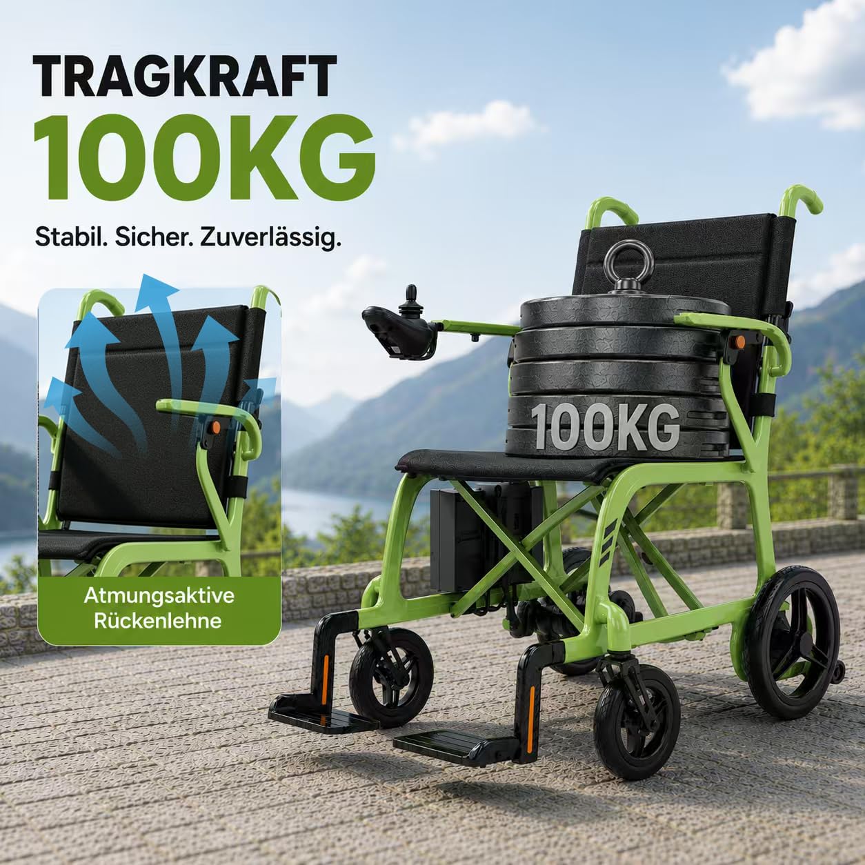 Nur 11 kg Rollstuhl Elektrisch Faltbar, LED-Anzeige, 100% Kohlefaser, 48+ km Reichweite Elektrischer Rolls, 2 * 12AH Batterien Elektrorollstuhl, mit Sitzkissen, Tragetasche, Staubschutzhülle