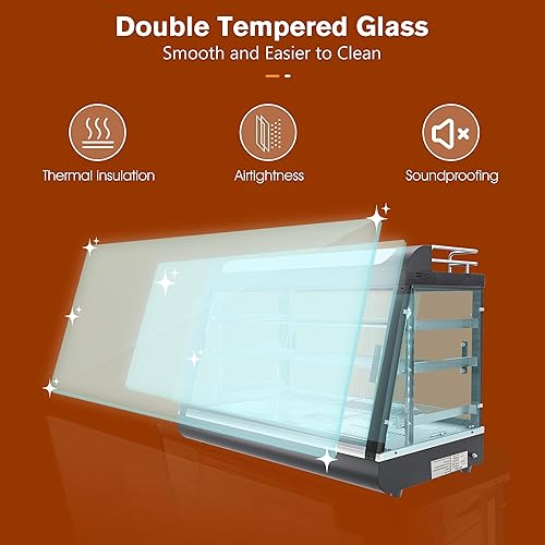 Miniatura 5 de Calentador de alimentos comercial de 3 niveles de 35 pulgadas con estante superior para jugo de leche, vitrina de almacenamiento de calor de