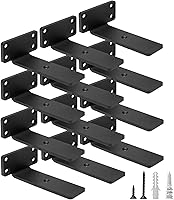 Vista 27 de HITOMEN Soportes de estante flotantes resistentes, accesorios de estantes ocultos de 8 pulgadas (1/5 pulgadas de grosor), soportes de hierro L