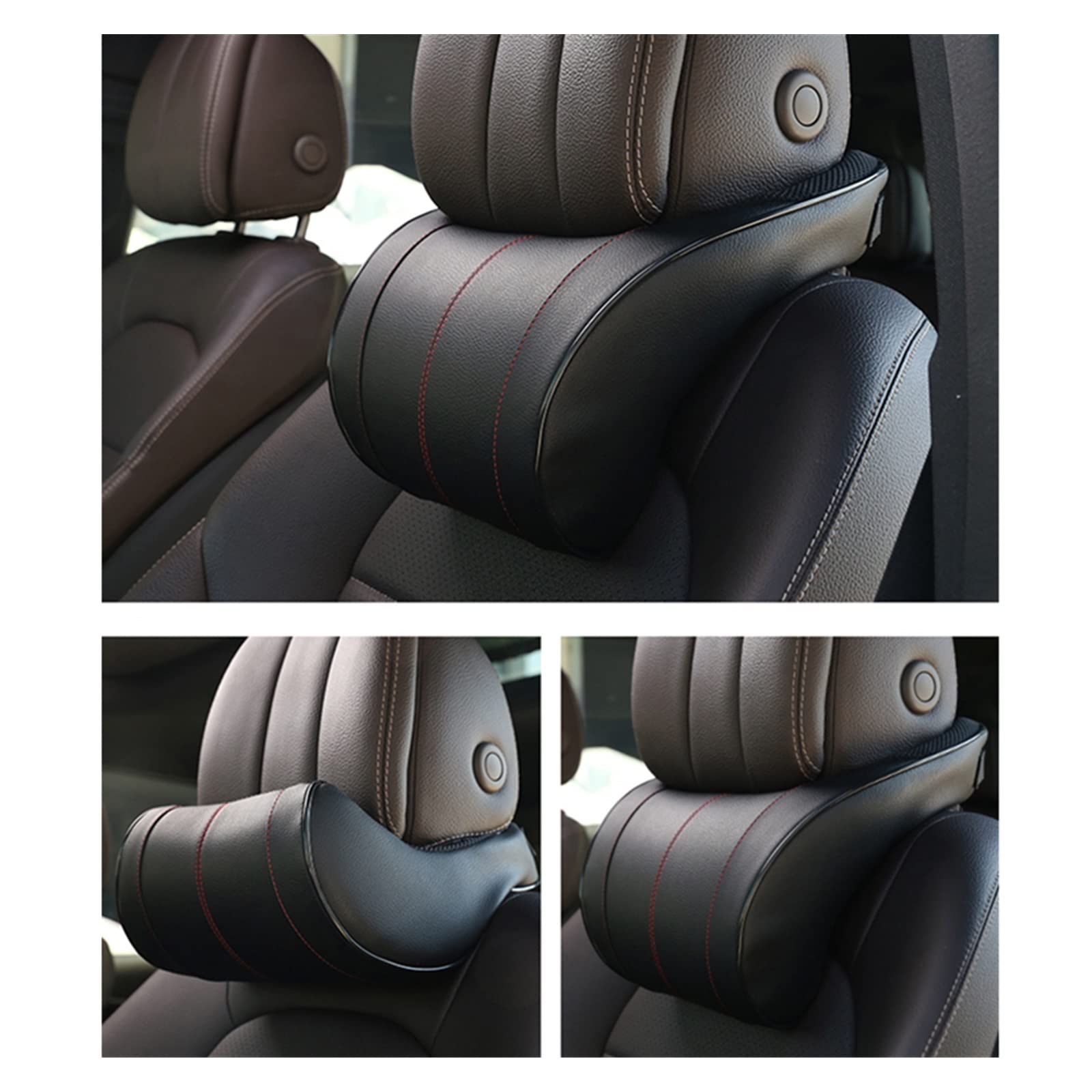 1 PZ Cuoio Auto Auto Collo Cuscino Memory Foam Cuscini Poggiatesta Sedile Cuscino Poggiatesta Cuscino 3 Colori (Color : Coffee)