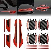Vista 8 de Juego de 12 calcomanías reflectantes para automóvil, espejo retrovisor, laterales y manijas de puerta, fibra de carbono 3D, antiarañazos, películas