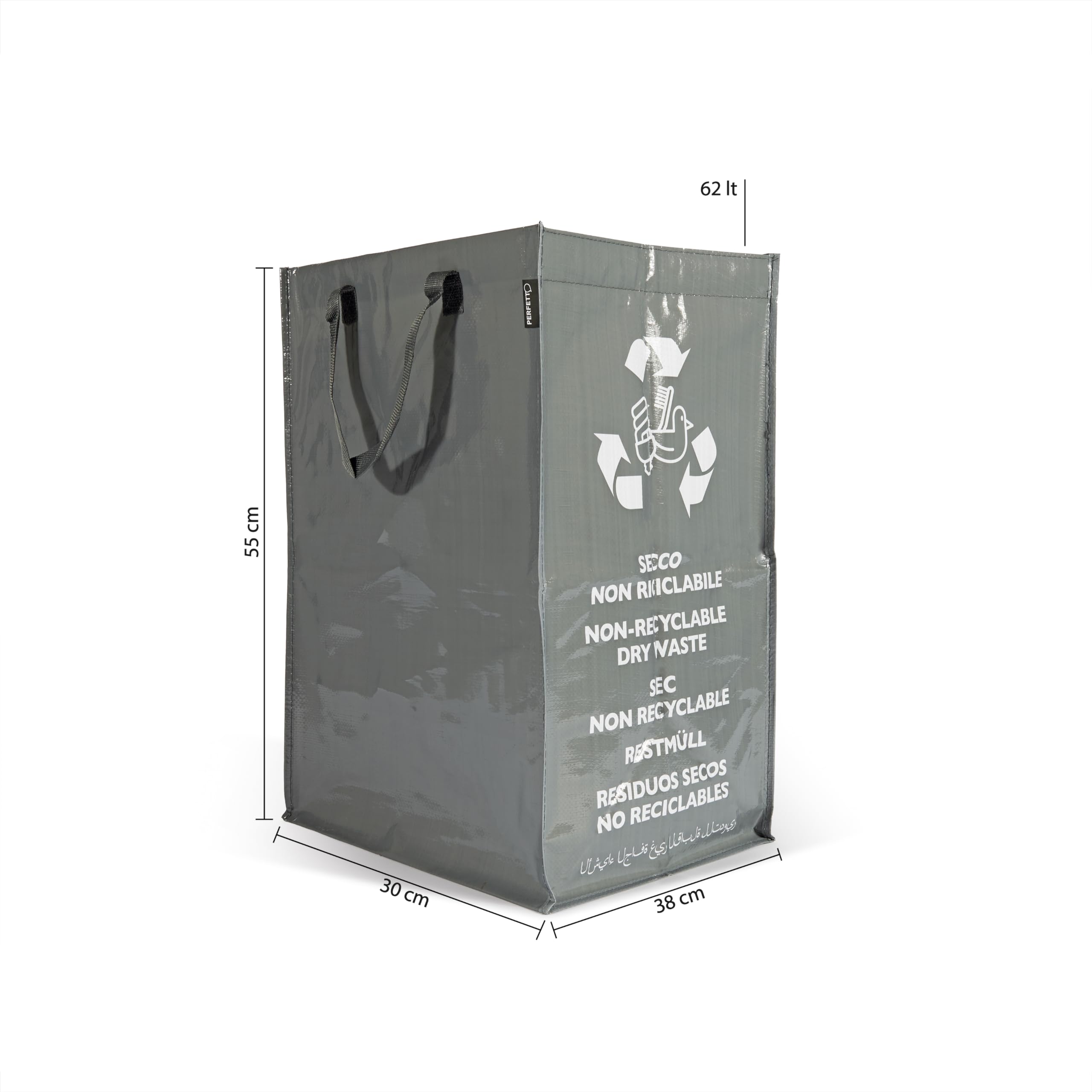 Perfetto Pojemnik 62 l na środek suchy, nie nadaje się do recyklingu, popiół, 30 x 38 x h55