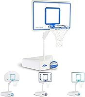 Vista 11 de Dunn-Rite Splash & Shoot, aro de baloncesto ajustable para piscina al aire libre con altura variable, pelota, base y borde de acero inoxidable de 18
