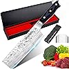 MOSFiATA 7” Nakiri Chef's Knife with Finger Guard, German High Carbon Stainless Steel EN1.4116 Vegetable Knife, Multipurpose Kitchen Knife with Micarta Handle in Gift Box