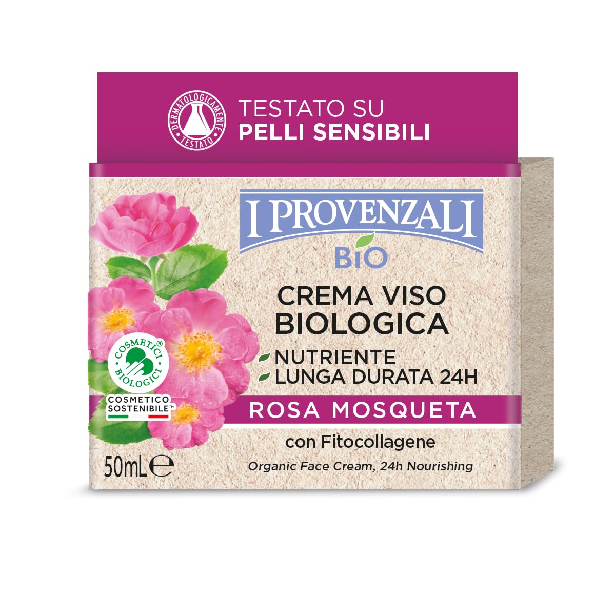 I Provenzali | Crema Viso Nutriente Biologica Rosa Mosqueta, 50 ml